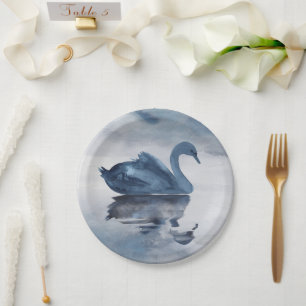 Plato De Papel Reflexiones polvorientas Boda del lago Dusty Blu
