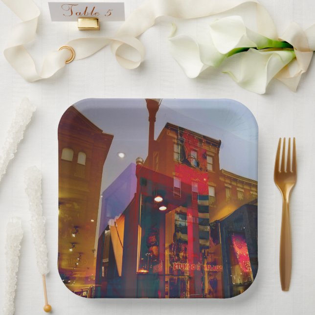 Plato De Papel Reflexiones rojas en las calles de Filadelfia (Boda)