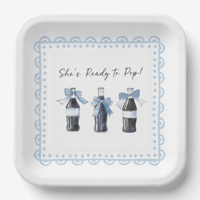Plato De Papel Refresco de Bebé Azul Listo para POP (Anverso)