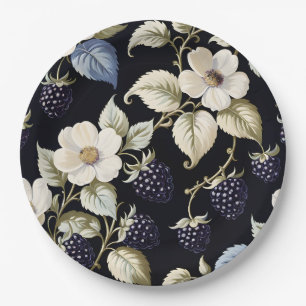 Plato De Papel Regal Elegance Blackberry & Blooms