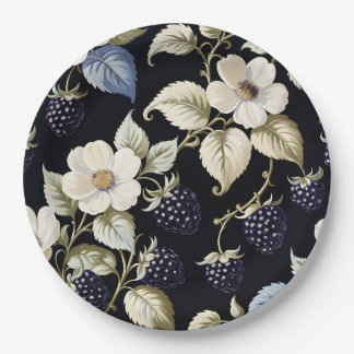 Plato De Papel Regal Elegance Blackberry & Blooms