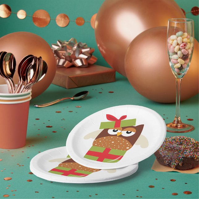 Plato De Papel Regalo De Búho En Placas De Papel De Caja (Subido por el creador)