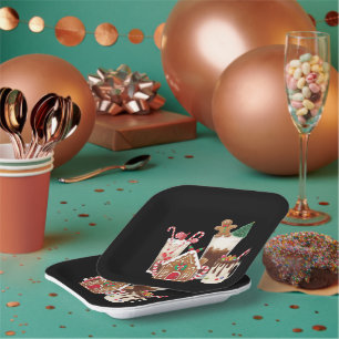 Plato De Papel Regalo de café de Navidad de pan de jengibre amant