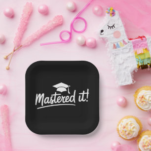 Plato De Papel Regalo de graduación de maestría Dominado 