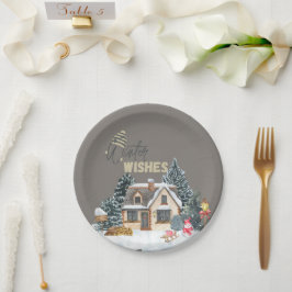 Plato De Papel Regalo de Navidad Deseos de Invierno para Decoraci