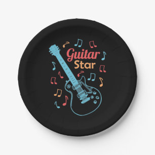 Plato De Papel Regalo de Navidad Orgullosa Estrella Guitariana