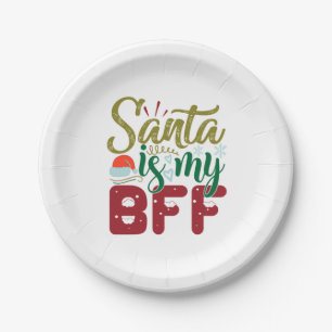 Plato De Papel Regalo de Navidad   Santa es mi BFF