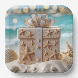 Plato De Papel Regalo De Navidades De Playa Con Starfish