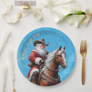 Plato De Papel Regalo de Navidades Giddyup Jingle Horse Santa Cla