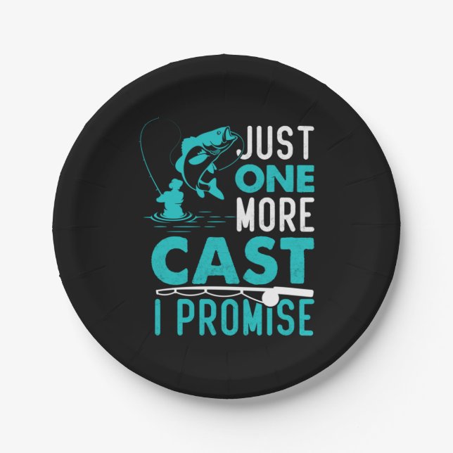 Plato De Papel Regalo de pescadores sólo un pez más, lo prometo (Anverso)