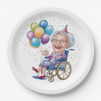Plato De Papel Regalo divertido de cumpleaños para abuela anciana