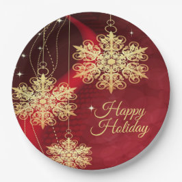 Plato De Papel Regalo Fiesta de navidades Rojo Vacaciones de copo