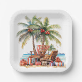 Plato De Papel Regalos bajo la palmera