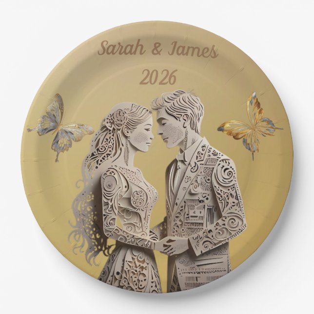 Plato De Papel Regalos de boda de novias y novias (Anverso)