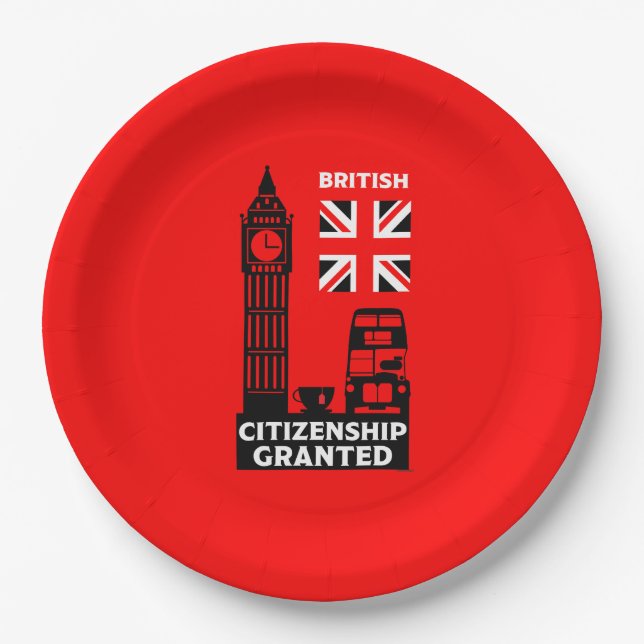 Plato De Papel Regalos de ciudadanía británica (Anverso)