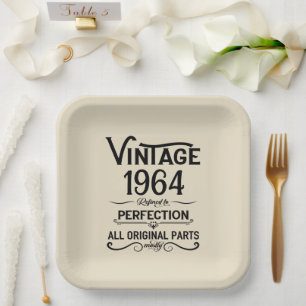 Plato De Papel Regalos de cumpleaños 60 vintage personalizados