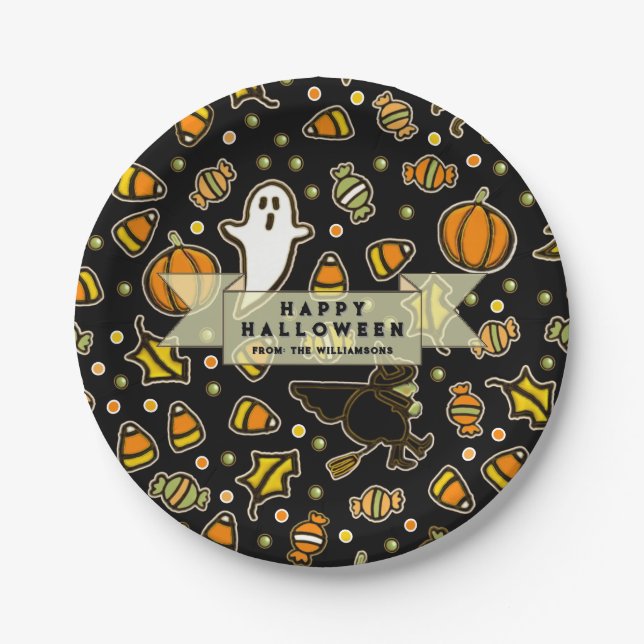 Plato De Papel Regalos de Halloween (Anverso)