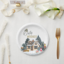 Plato De Papel Regalos de Navidad Deseos de Invierno para Decorac