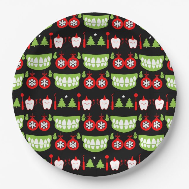 Plato De Papel Regalos de Navidad para dentistas (Anverso)