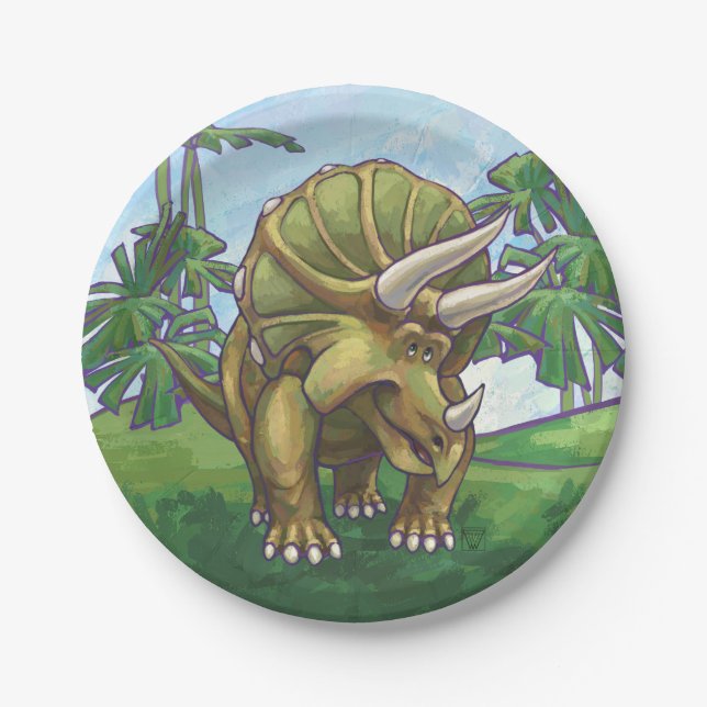 Plato De Papel Regalos y accesorios del Triceratops (Anverso)