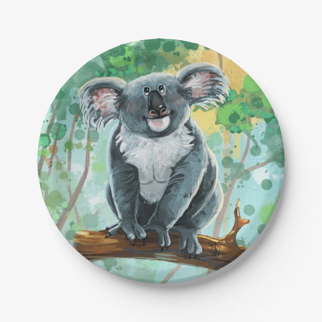 Plato De Papel Regalos y accesorios para osos de Koala (Anverso)