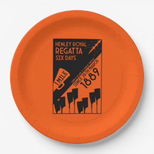 Plato De Papel Regata del río Támesis - Remo estilo retro vintage