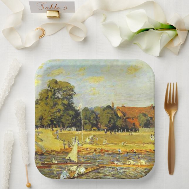 Plato De Papel Regatta en Hampton Court Alfred Sisley Poster (Boda)