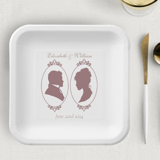 Plato De Papel Regency Bridgerton Pink Roses Cameos (Subido por el creador)