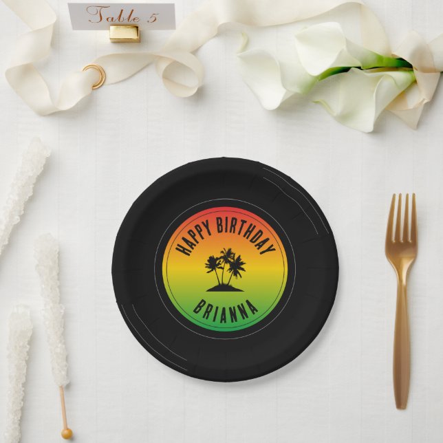 Plato De Papel Reggae jamaiquino Vinyl Record Cumpleaños (Boda)