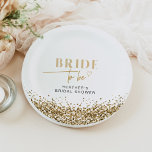 Plato De Papel REGINA Oro Amarillo secuela novia a ser ducha<br><div class="desc">Esta novia que se va a colocar cuenta con unas sucesiones de purpurinas de oro amarillos falsos, unos tipos de letra negrita modernos y un corazón divertido dibujado a mano. Edite fácilmente *most* frases para satisfacer las necesidades de tu evento. Este plato de papel es perfecto para su ducha de...</div>
