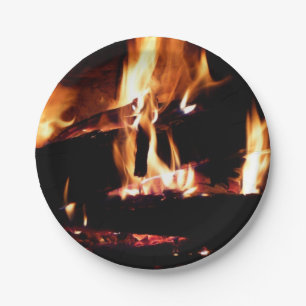 Plato De Papel Registros en la fotografía de fuego cálido de la c