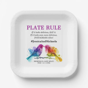 Plato De Papel Regla LGBTQ+ Placa Arcoiris Aves Amantes