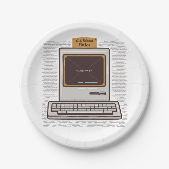 Plato De Papel Reglas de la vieja escuela Juego de ordenador retr (Anverso)