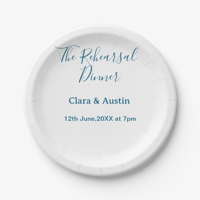 Plato De Papel Rehearsal dinner the night before simple minimal m (Anverso)