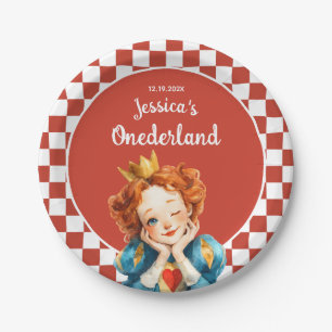 Plato De Papel Reina de Corazones Alice en ONEDERLAND 1er Cumplea