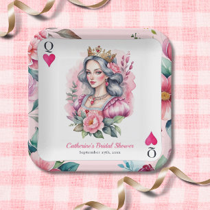 Plato De Papel Reina de Corazones Carta de Juego Fiesta de Desped