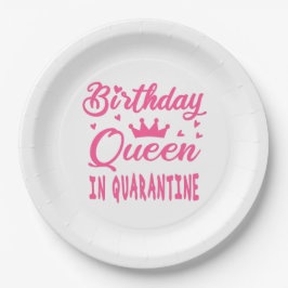 Plato De Papel Reina de cumpleaños en cuarentena