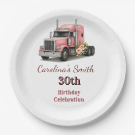 Plato De Papel Reina de la carretera Cumpleaños camionera