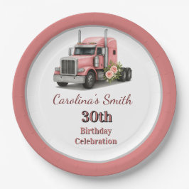 Plato De Papel Reina de la carretera Cumpleaños camionera