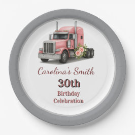 Plato De Papel Reina de la carretera Cumpleaños camionera