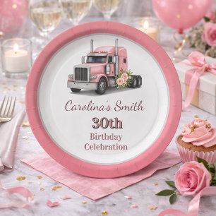 Plato De Papel Reina de la Carretera Cumpleaños Conductora de Cam