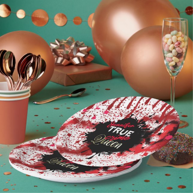 Plato De Papel Reina del crimen verdadero personalizada (Multi)