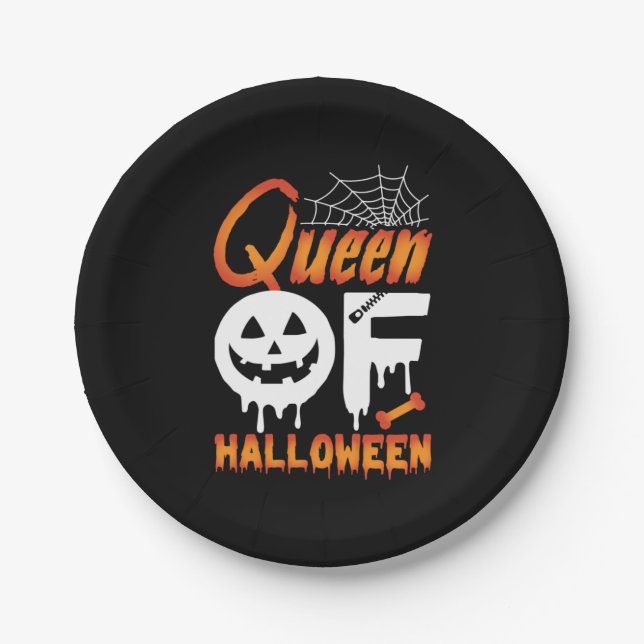Plato De Papel Reina Halloween De Halloween (Anverso)
