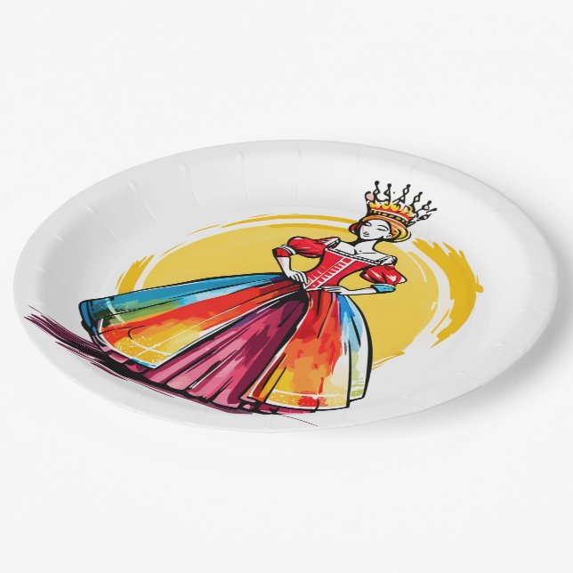 Plato De Papel Reina Sol Coronada (Angular)