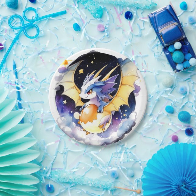 Plato De Papel Reino de los Dragones: Baby Shower (Fiesta)