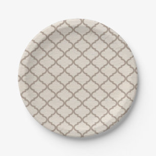 Plato De Papel Rejilla marroquí hueso/beige 7"