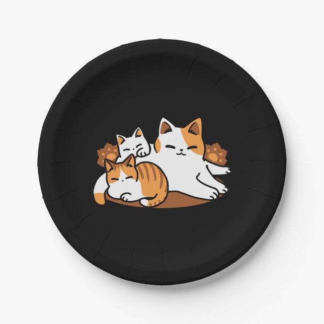 Plato De Papel Relajando el arte del gato - 'Días de furor perezo (Anverso)