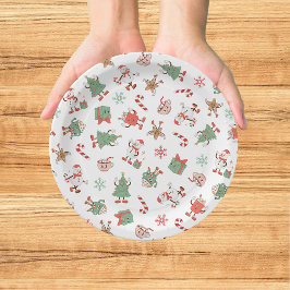 Plato De Papel Relajándome con mis amigos de nieve en Navidad