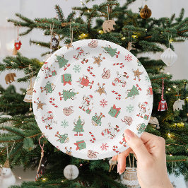 Plato De Papel Relajándome con mis amigos de nieve en Navidad