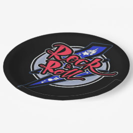 Plato De Papel Relámpago de roca y rollo